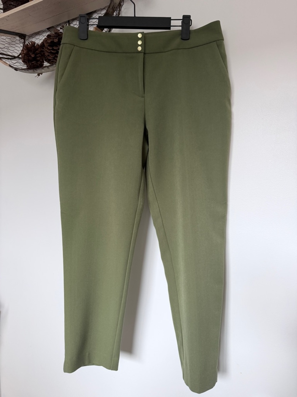 Anne Klein Green Women's Straight-Leg Dress Pants